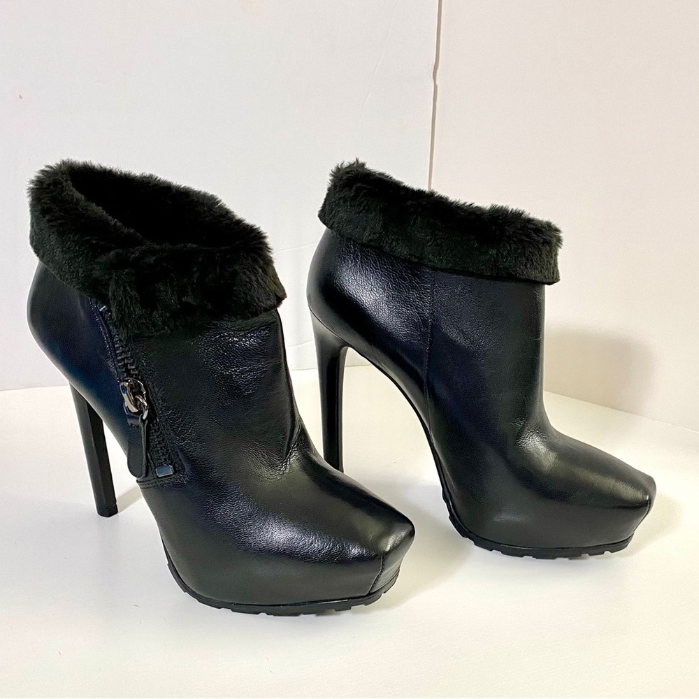 Guess Black Heeled Boots with Fur Trim